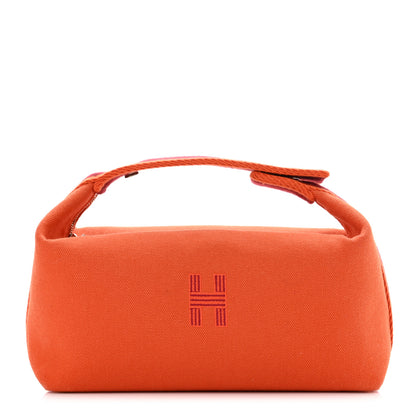 Hermes Canvas Small Bride-A-Brac Pouch Orange Burgundy 1 of 9