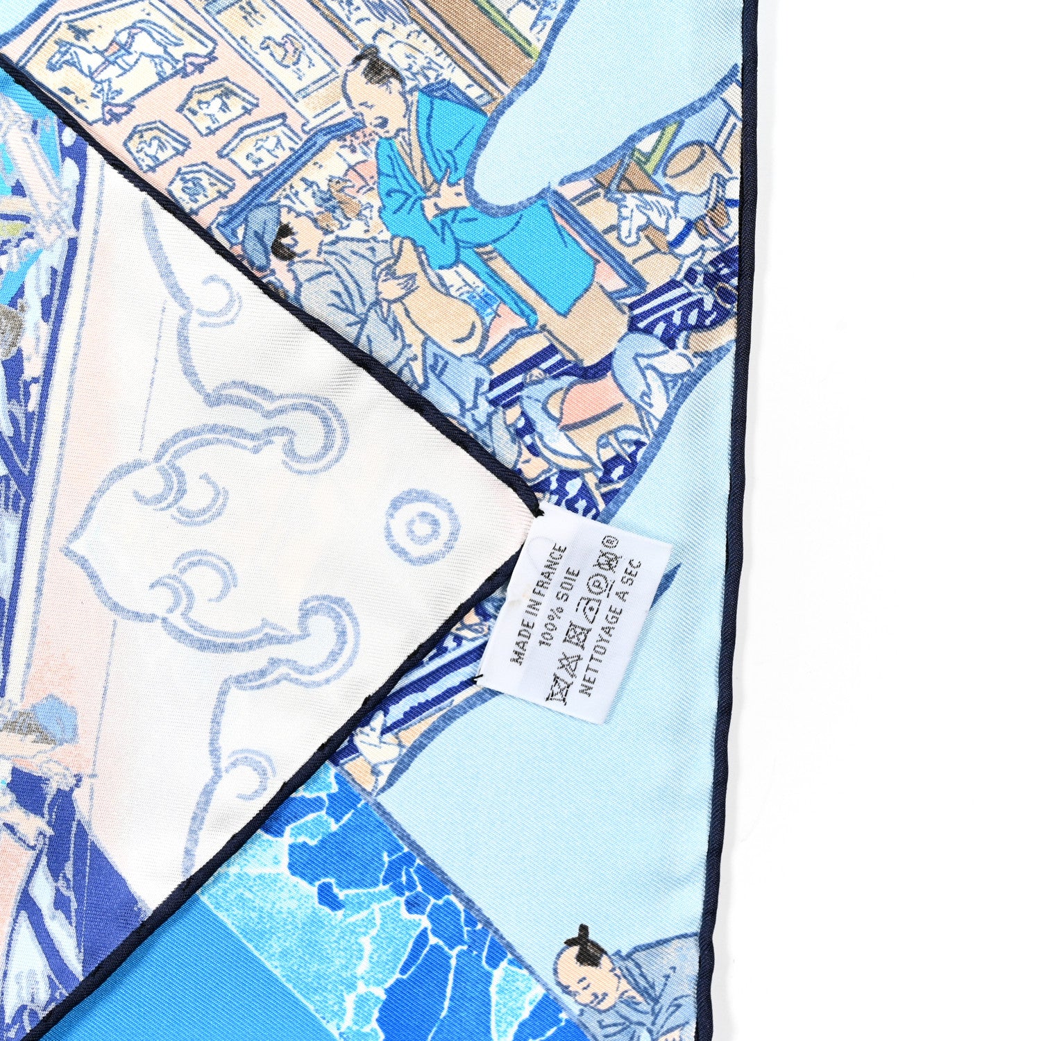 Hermes Silk Les Artisans D'Hermes Scarf 90 Bleu Lagon Ciel 3 of 4