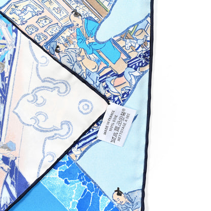 Hermes Silk Les Artisans D'Hermes Scarf 90 Bleu Lagon Ciel 3 of 4