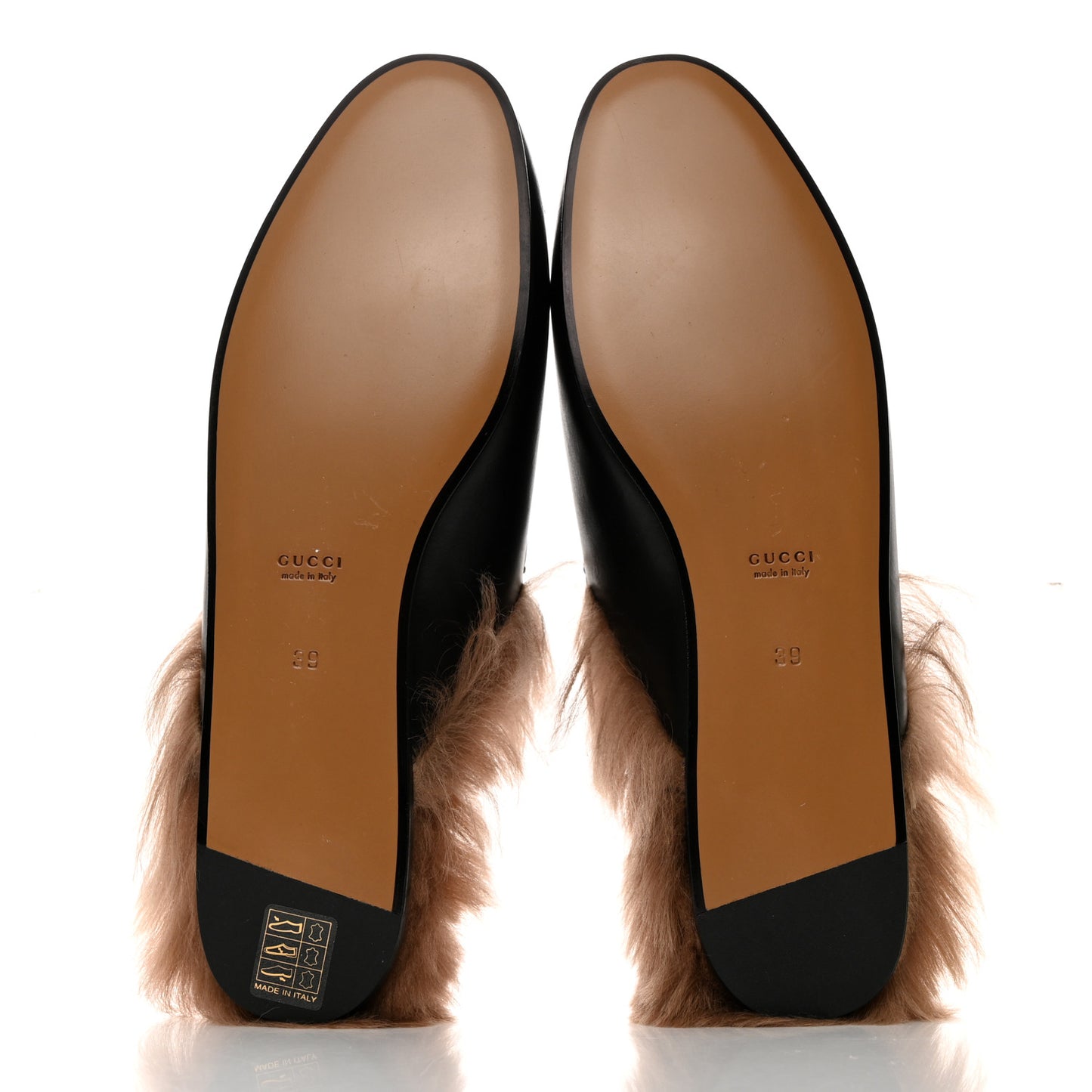 Calfskin Fur Womens Princetown Slippers 39 Black