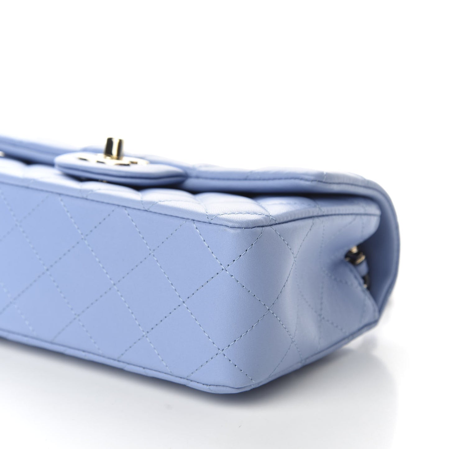 Lambskin Quilted Mini Rectangular Flap Light Blue
