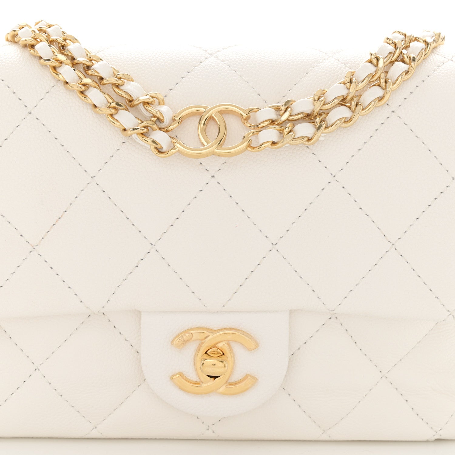 Chanel Caviar Quilted Mini CC You Flap White 8 of 10