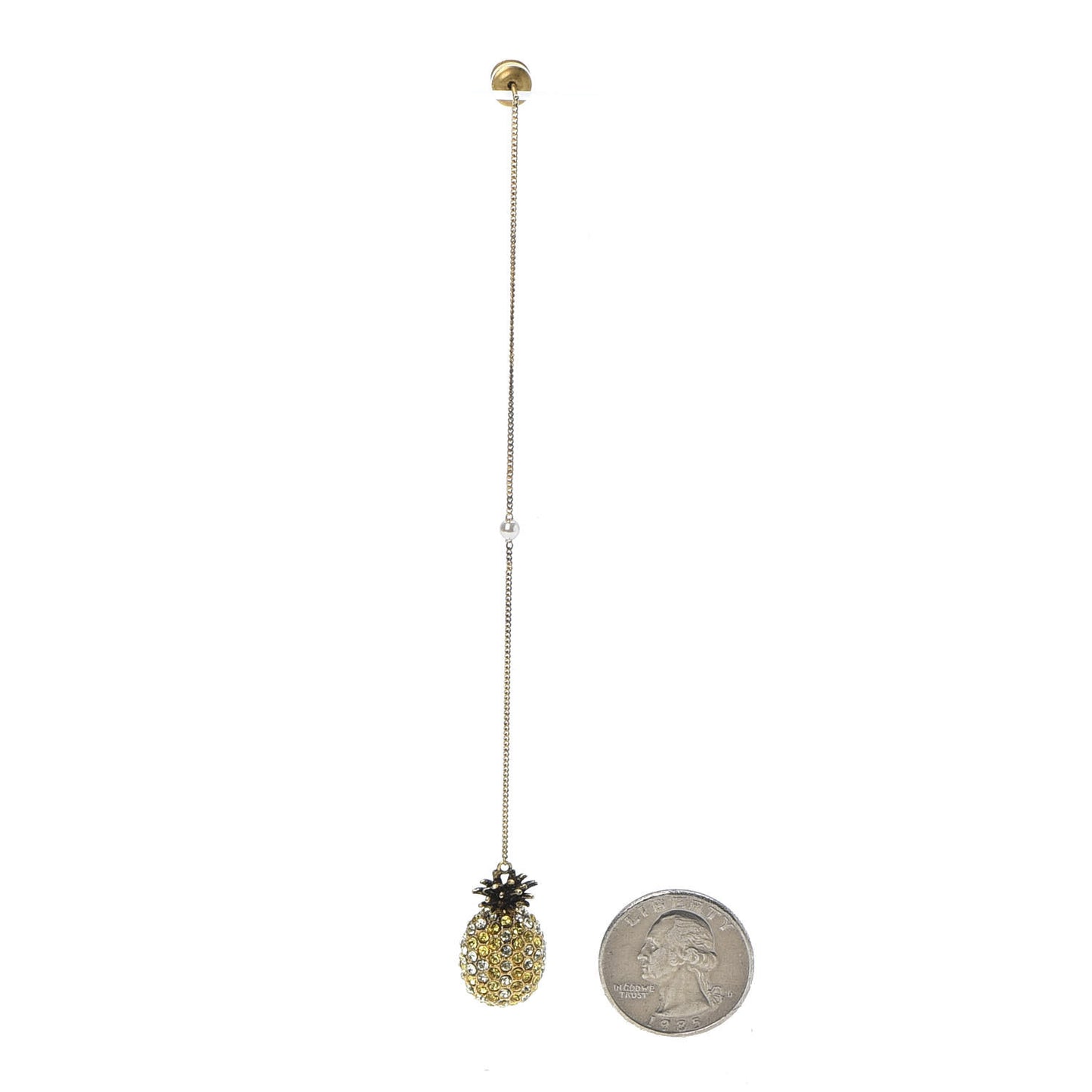 Crystal Pineapple Long Chain Earring Gold