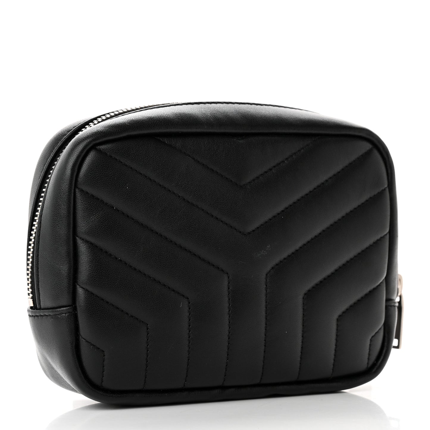 Lambskin Y Quilted Monogram Loulou Cosmetic Case Black