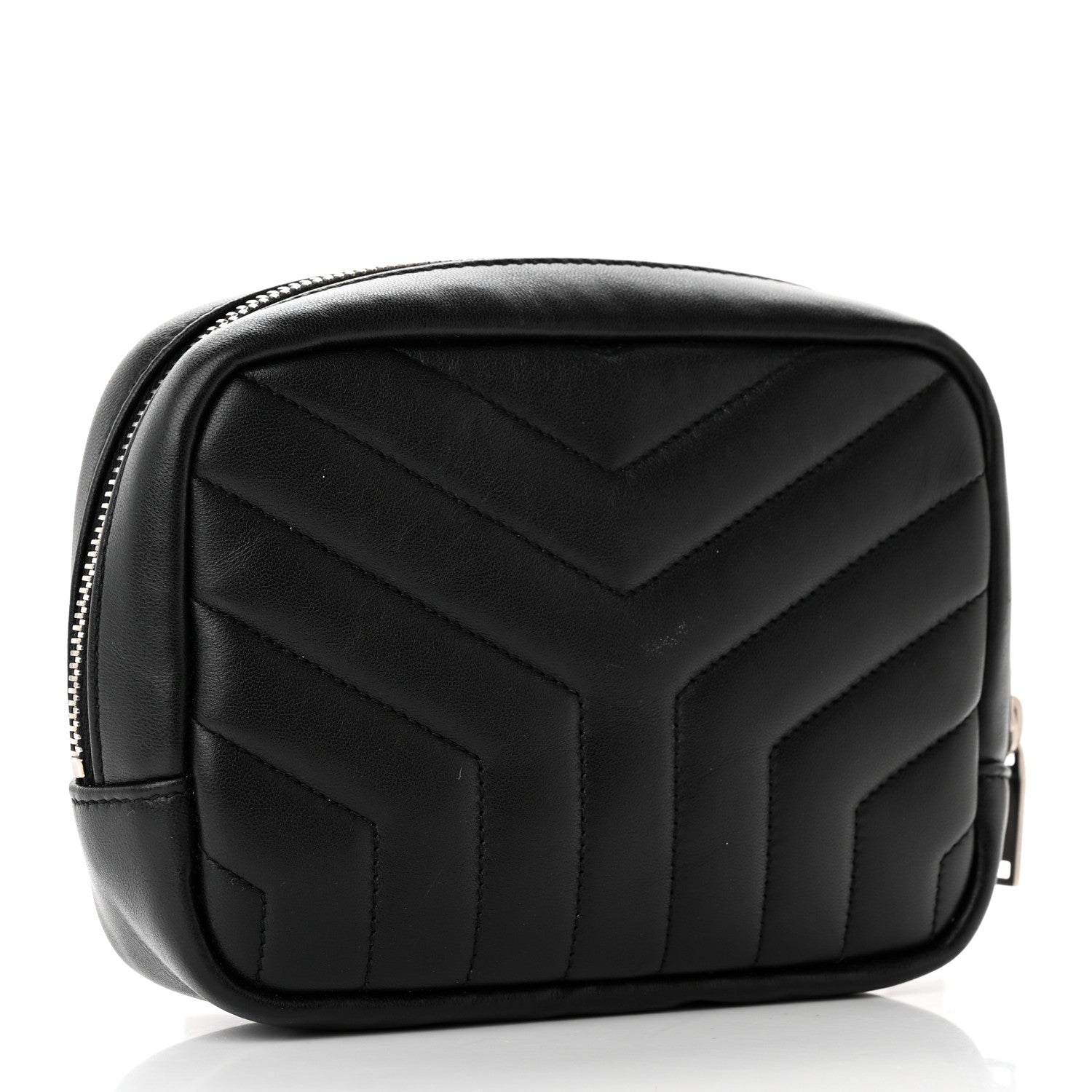 Saint Laurent Lambskin Y Quilted Monogram Loulou Cosmetic Case Black 3 of 10