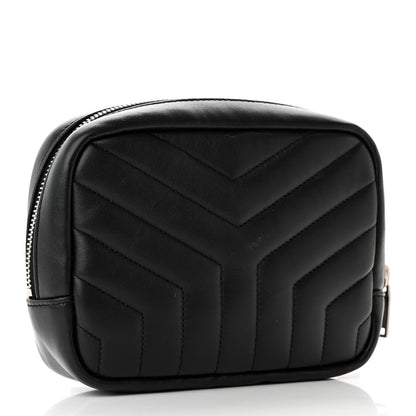 Saint Laurent Lambskin Y Quilted Monogram Loulou Cosmetic Case Black 3 of 10