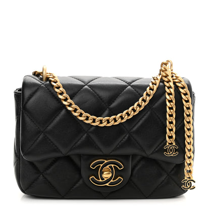 Chanel Lambskin Enamel Quilted Mini Pending CC Square Flap Black 1 of 11
