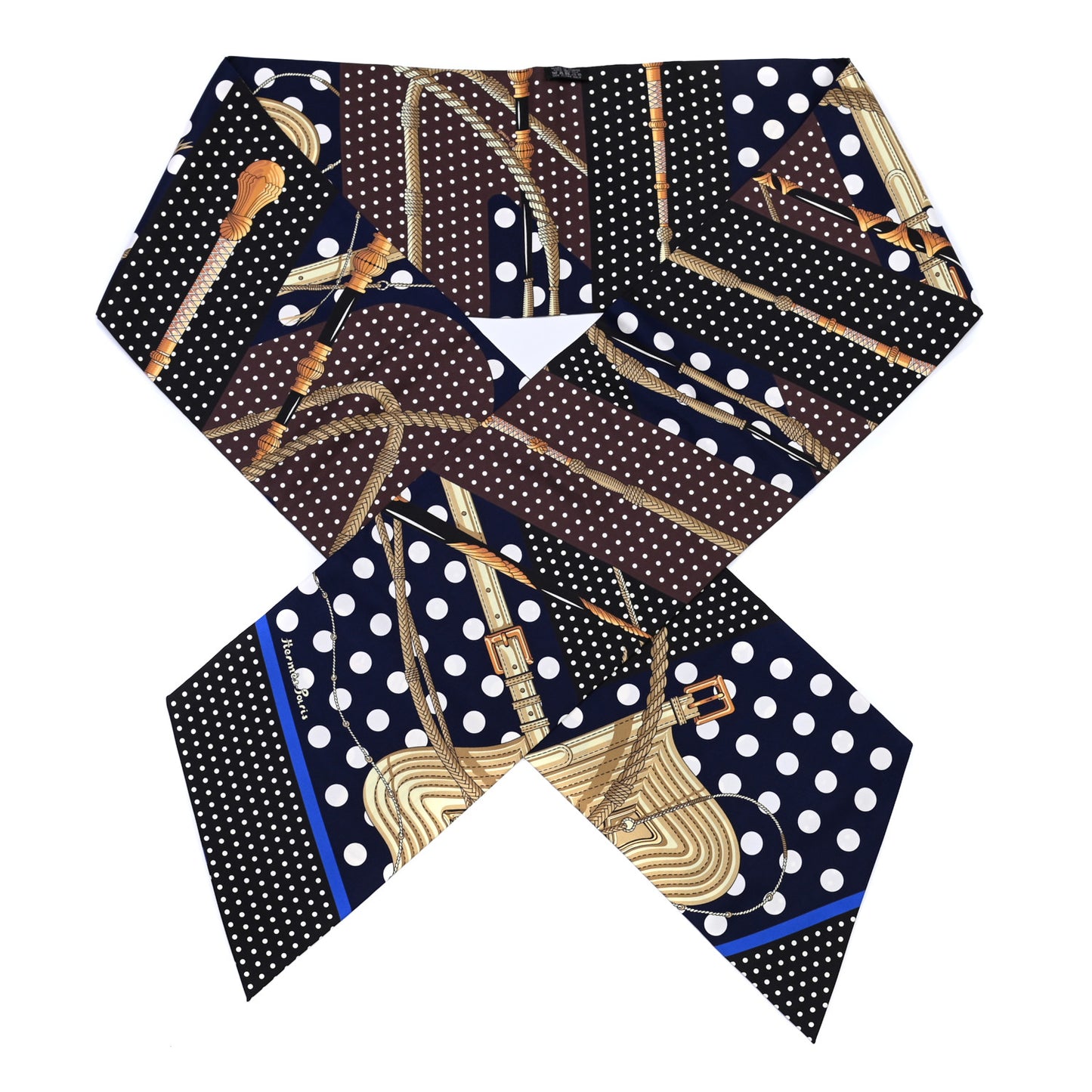 Silk Clic Clac a Pois Maxi Twilly Black Bleu Ebene
