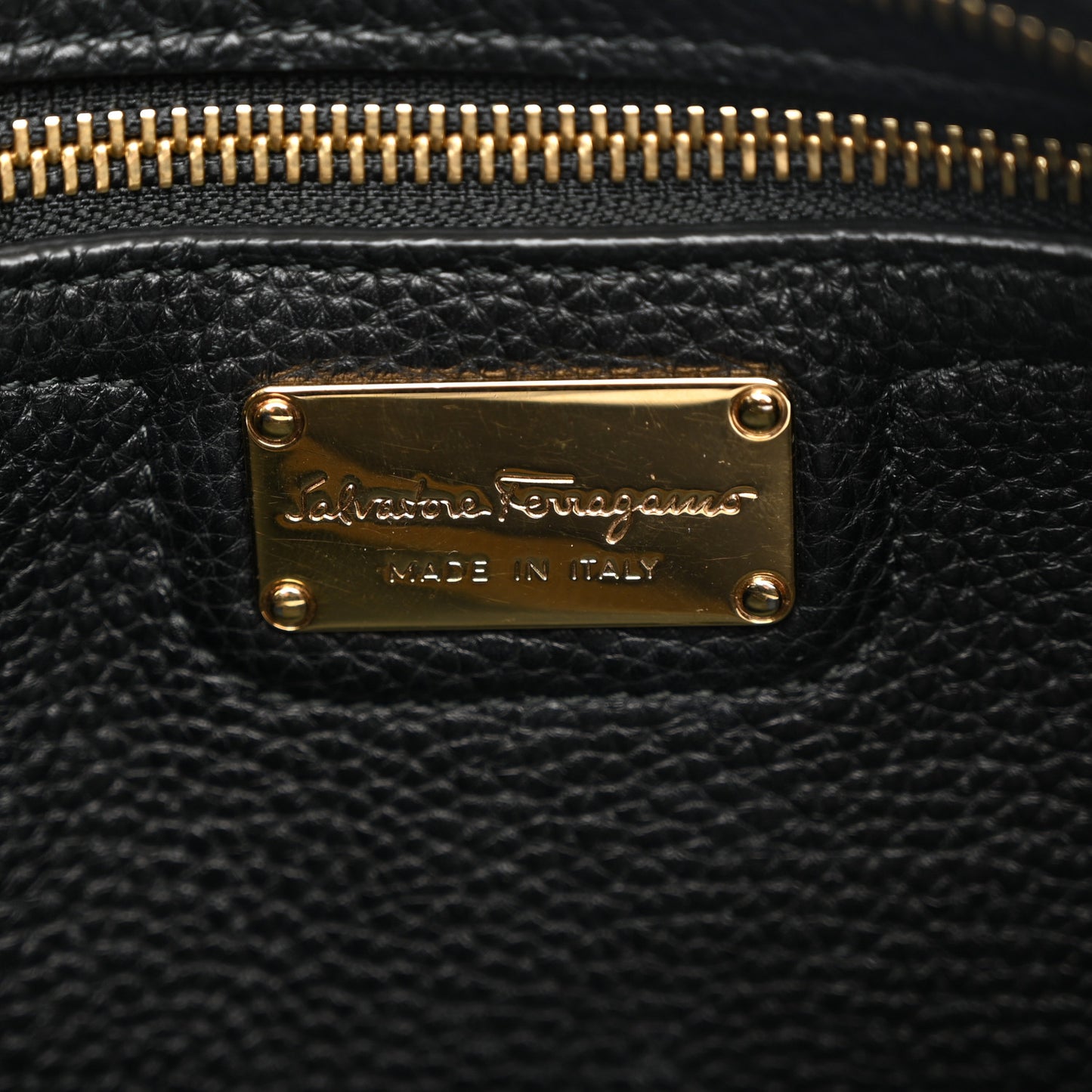 Hammered Calfskin Double Handle Large Amy Tote Black