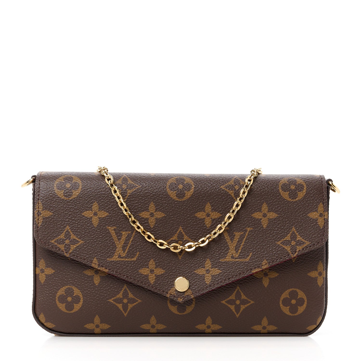 Louis Vuitton Monogram Pochette Felicie Chain Wallet Fuchsia 1 of 15