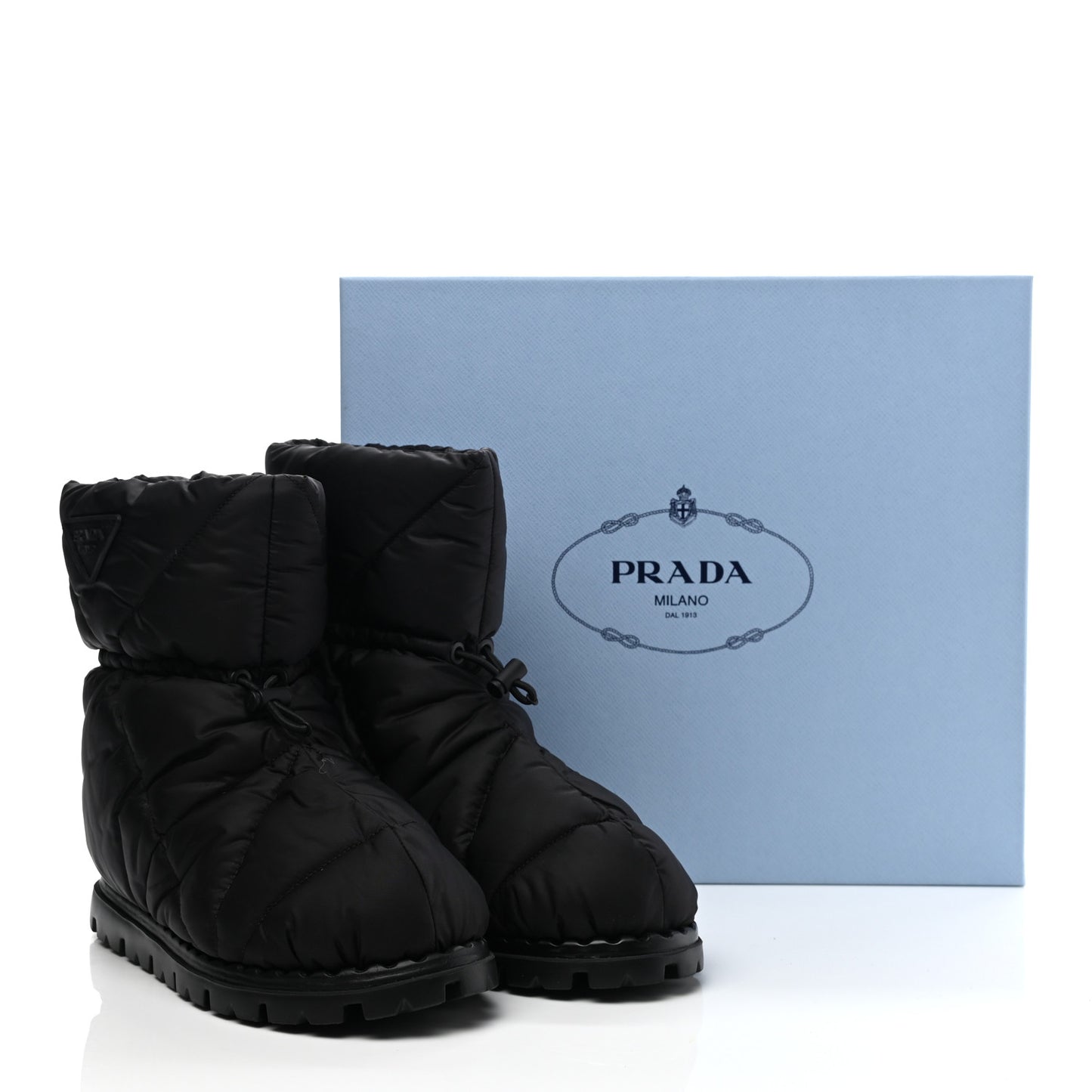 Re-Nylon Piuma Triangle Logo Padded Drawcord 20mm Snow Boots 38 Black