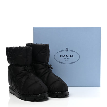 Prada Re-Nylon Piuma Triangle Logo Padded Drawcord 20mm Snow Boots 38 Black 7 of 7