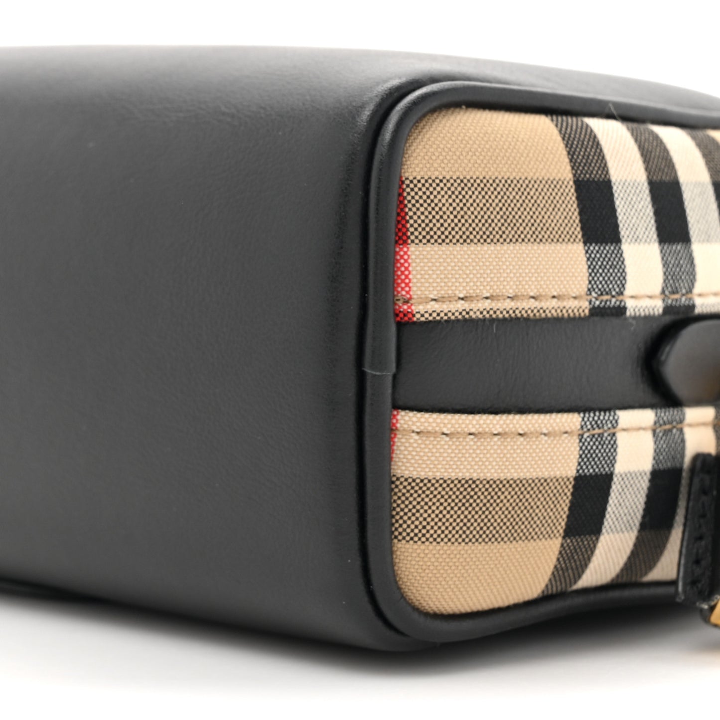 Calfskin Vintage Check Half Cube Crossbody Bag Black