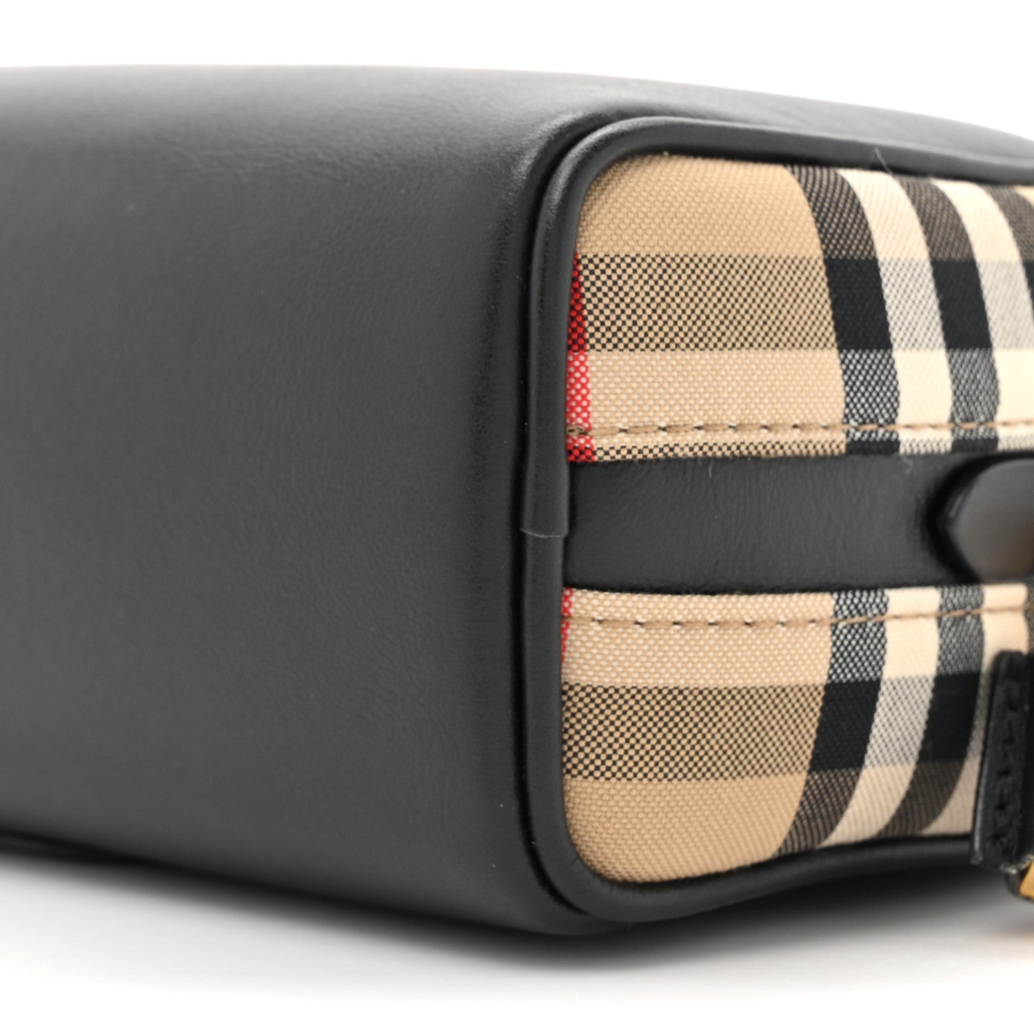 Burberry Calfskin Vintage Check Half Cube Crossbody Bag Black 9 of 10