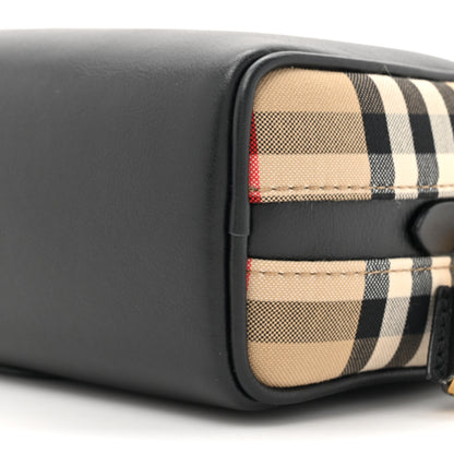Burberry Calfskin Vintage Check Half Cube Crossbody Bag Black 9 of 10