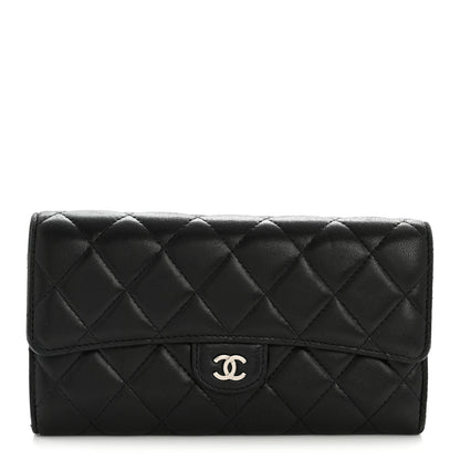 Chanel Lambskin Quilted Large Gusset Flap Wallet Black 1 of 11