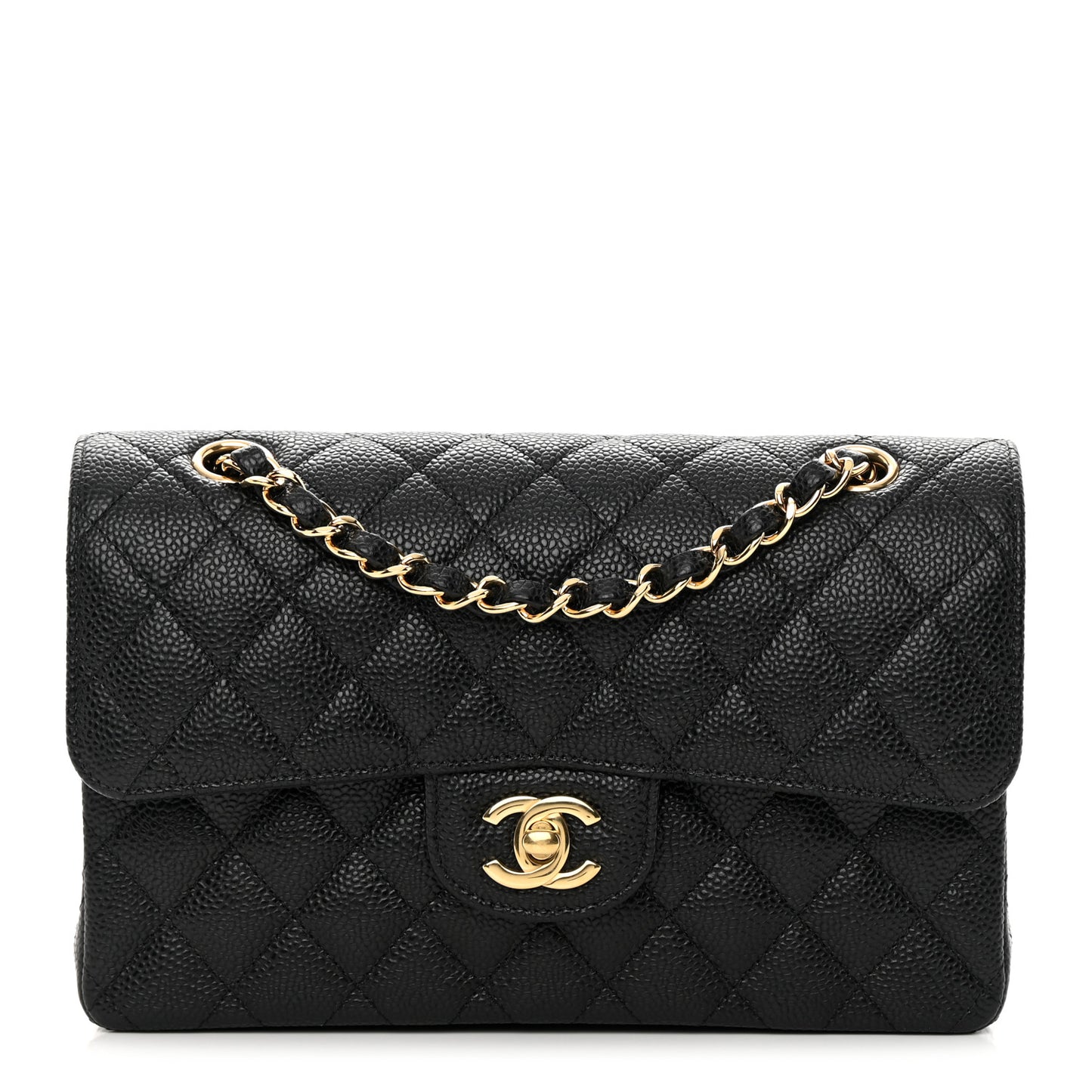 Caviar Quilted Small Double Flap Black