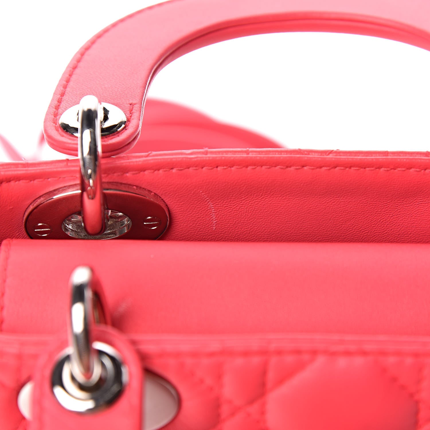 Christian Dior Lambskin Cannage Mini Lady Dior Fuchsia 9 of 15