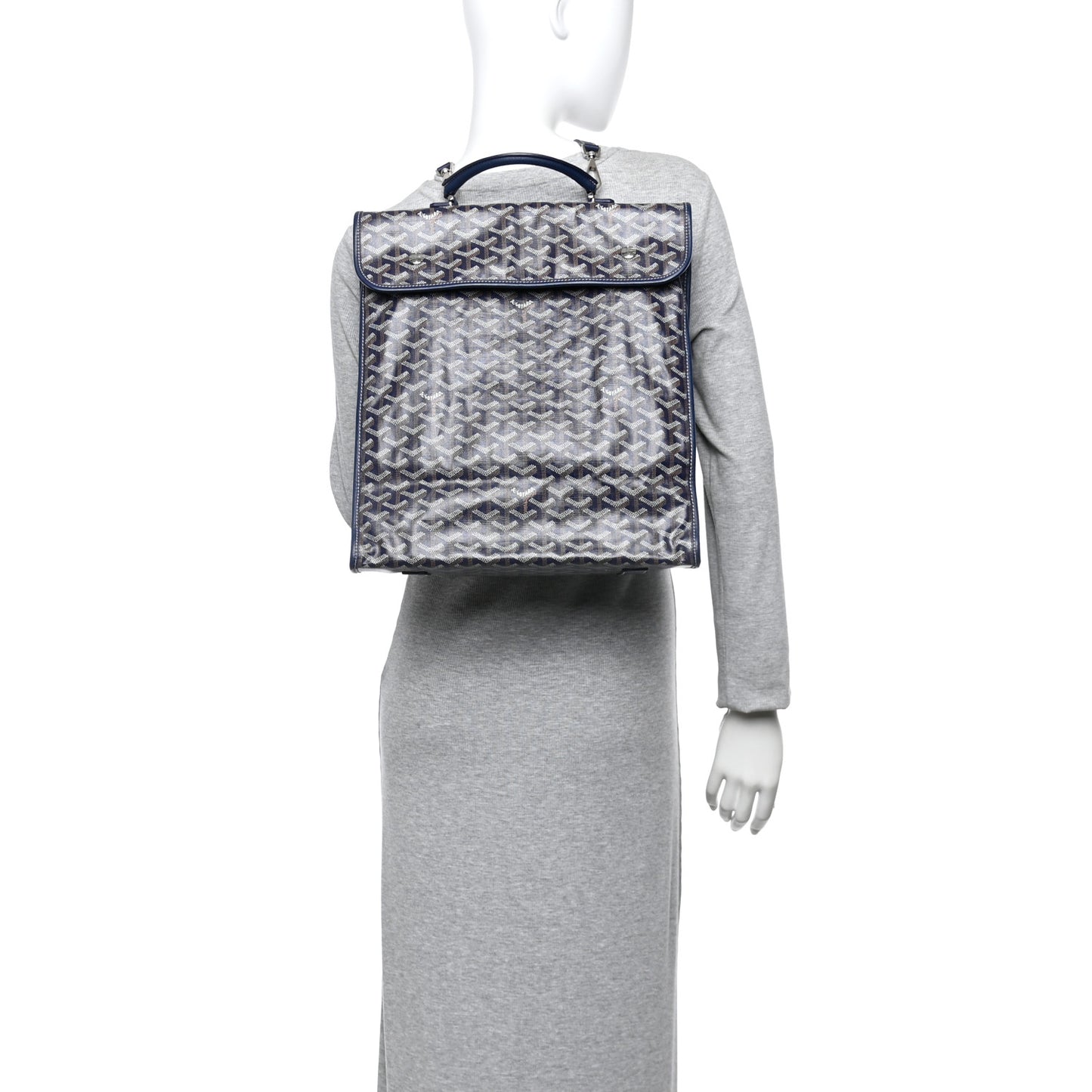 Goyardine Saint Leger Soft Briefcase Backpack Navy