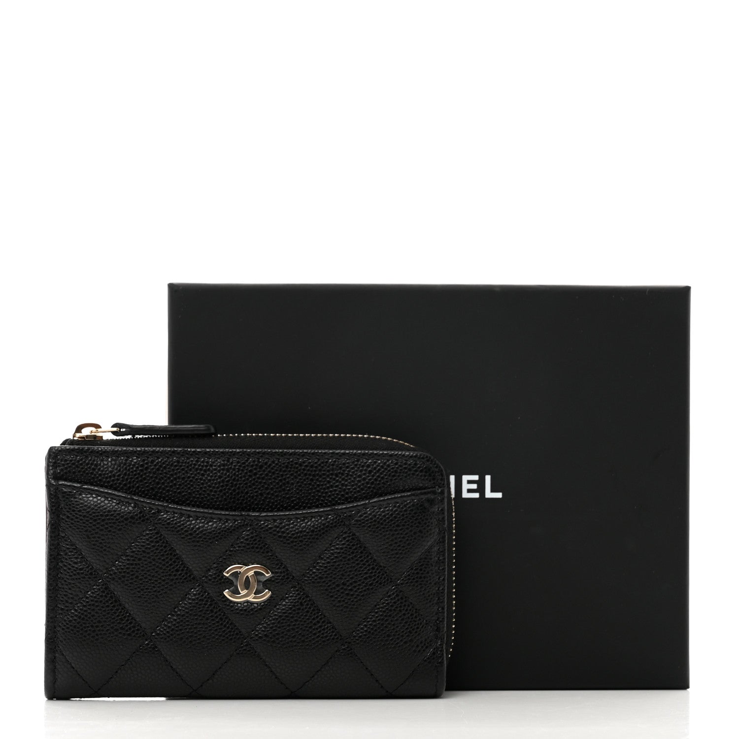 Chanel Caviar Quilted CC Zip Around Card Holder Black 9 of 9