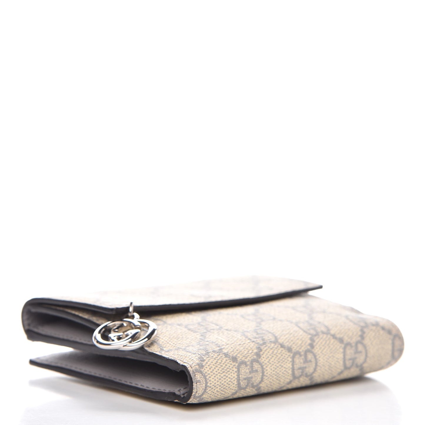 GG Supreme Monogram GG Pierce French Flap Wallet Ecru Grigio
