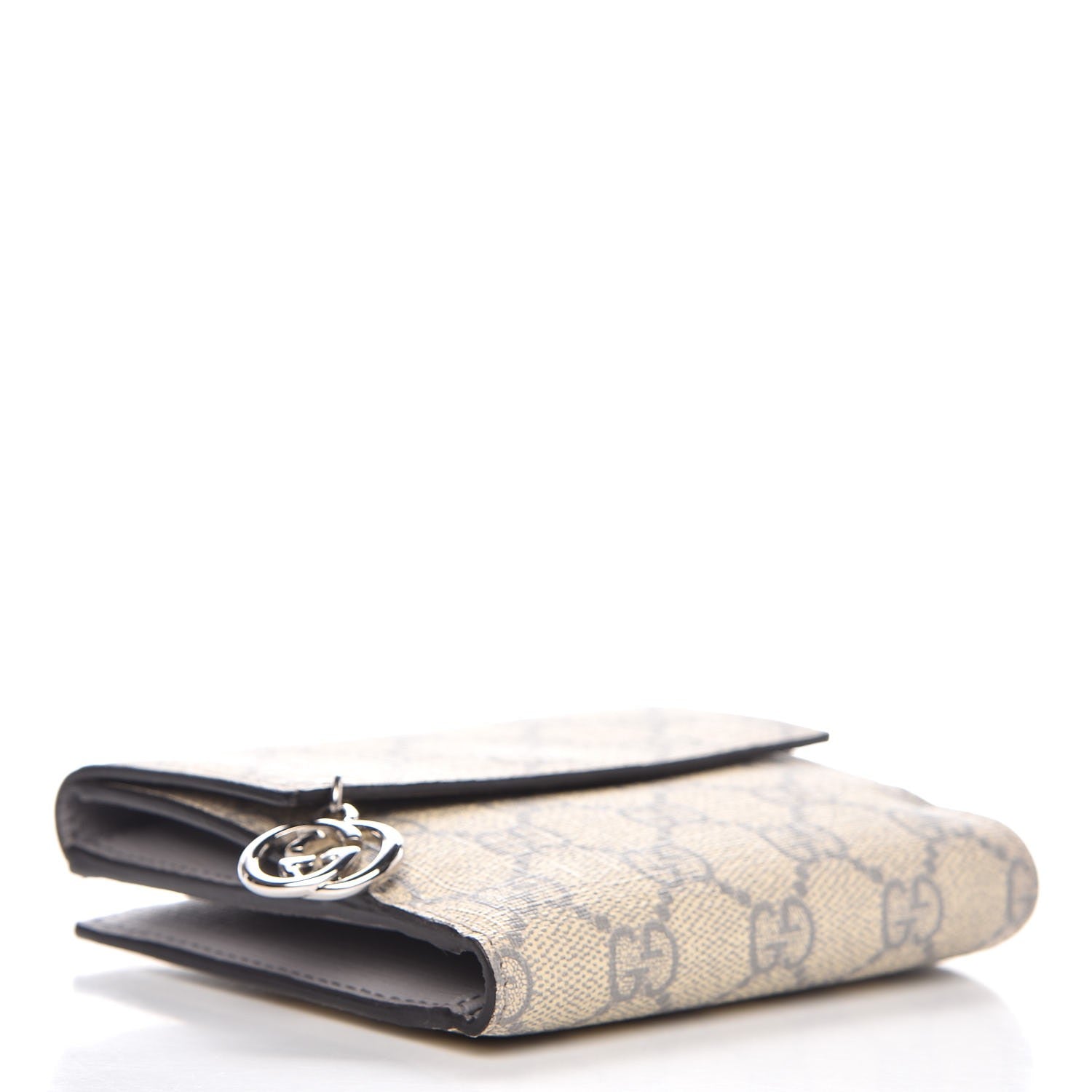Gucci GG Supreme Monogram GG Pierce French Flap Wallet Ecru Grigio 4 of 9
