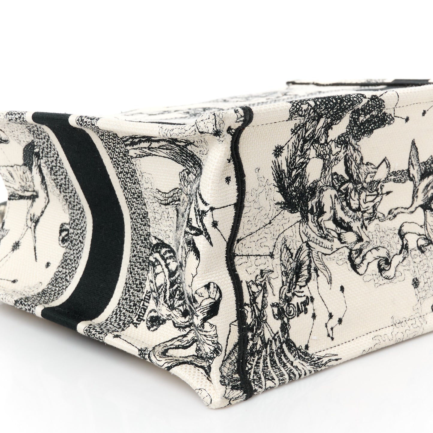 Canvas Zodiac Toile De Jouy Embroidered Medium Book Tote Latte