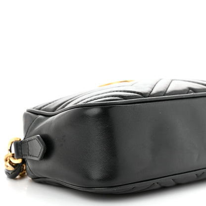 Gucci Calfskin Matelasse Small GG Marmont Chain Shoulder Bag Black 9 of 15