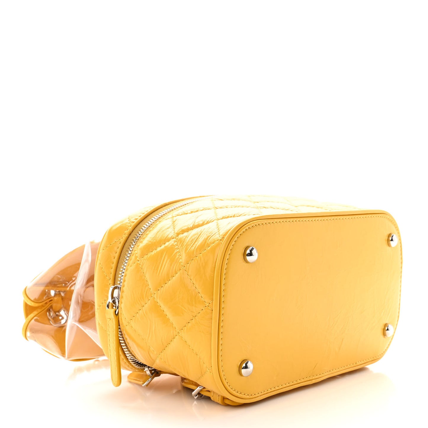 Crumpled Calfskin PVC Quilted Backpack Yellow