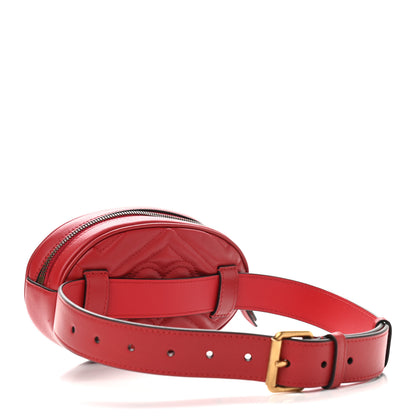 Gucci Calfskin Matelasse GG Marmont Belt Bag 75 30 Hibiscus Red 3 of 9