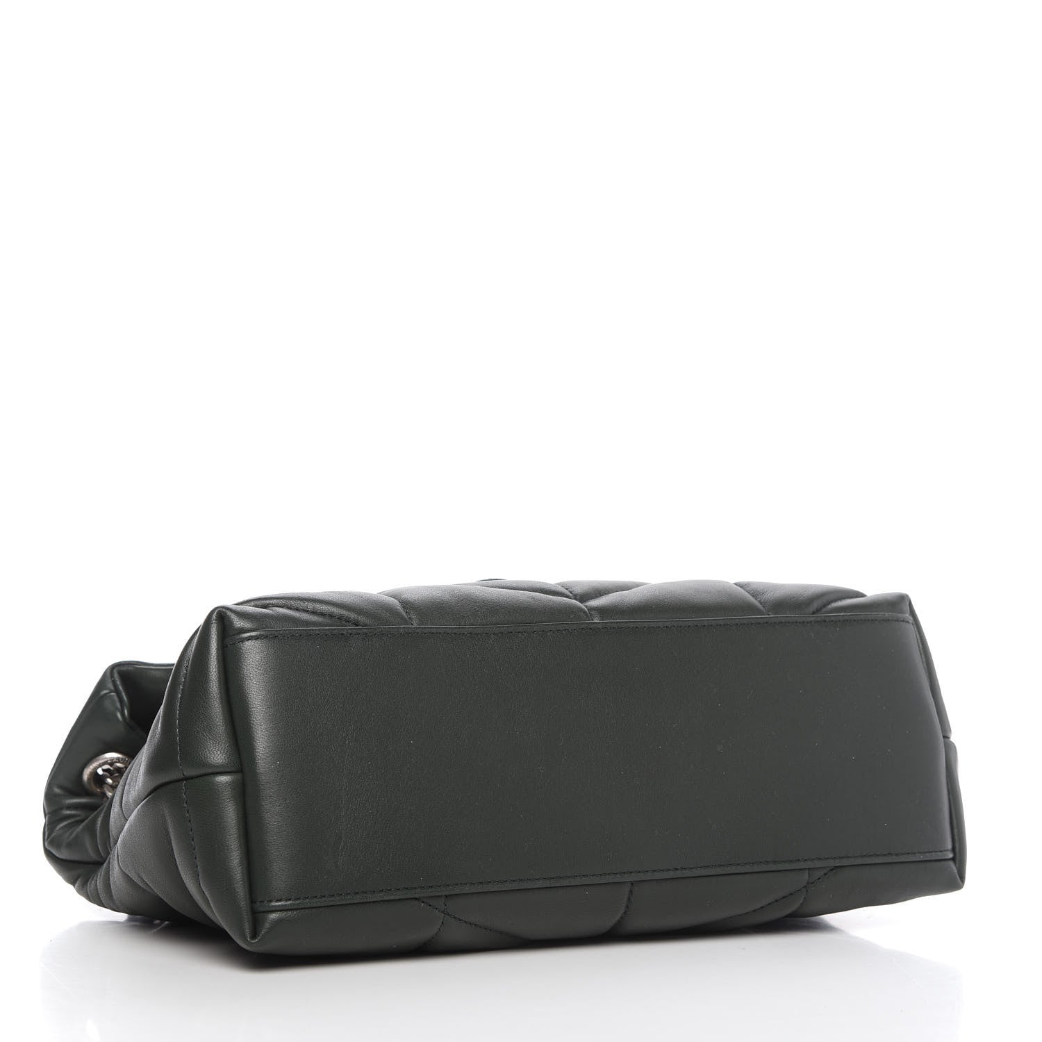 Saint Laurent Lambskin Quilted Small Loulou Puffer Monogram Chain Satchel Dark Green 4 of 10