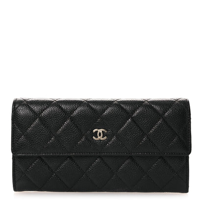 Chanel Caviar Quilted Large Gusset Flap Wallet Black 1 of 10