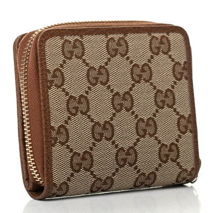 Gucci Monogram Dollar Calfskin Zip Around French Wallet Beige Ebony Tabacco 3 of 9