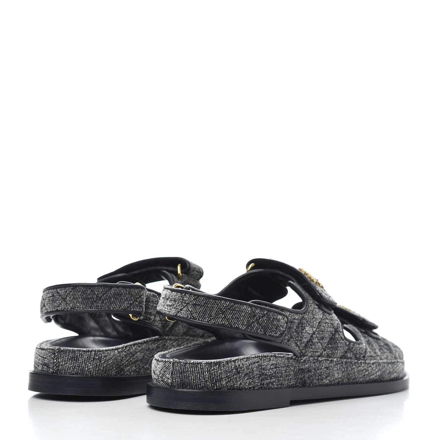 Chanel Velvet Velcro Dad Sandals 37 Grey 4 of 11