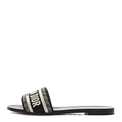 Christian Dior Canvas Embroidered Dway Mules Slide Sandals 41 Black 1 of 9