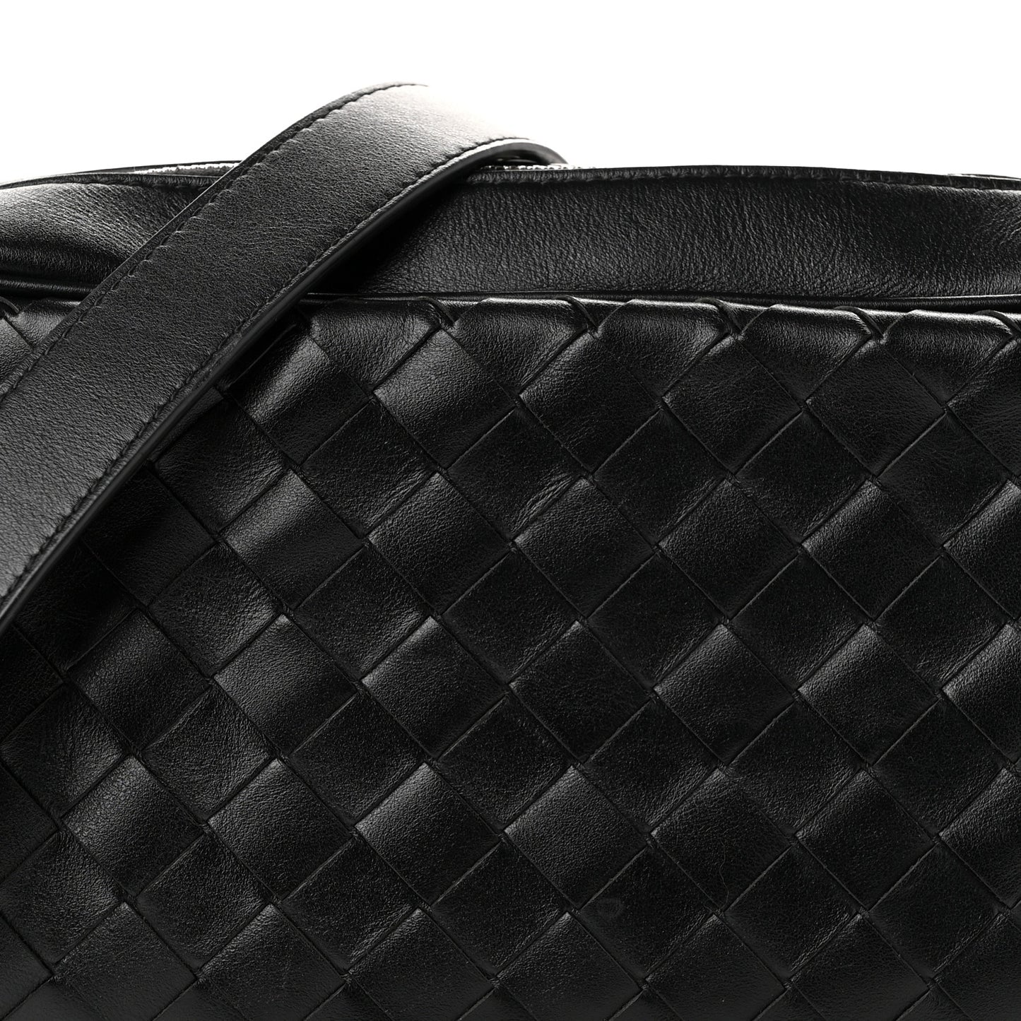 Calfskin Intrecciato Small Camera Bag Black
