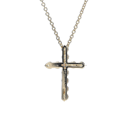 Tiffany 18K Yellow Gold Diamond Small Cross Pendant Necklace 5 of 9