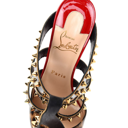 Christian Louboutin Patent Leopard Print Tchicaboum 100 Pumps 36.5 Version Brown 8 of 10