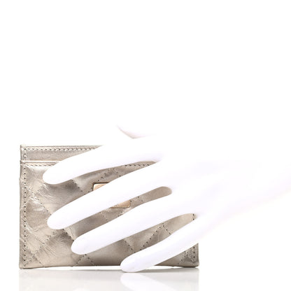 Chanel Metallic Aged Calfskin Quilted Reissue Card Holder Light Gold 2 of 8