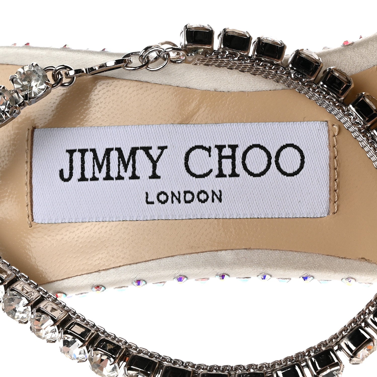 Jimmy Choo Satin Crystal Saeda 100 Pumps 38 Ivory 6 of 8