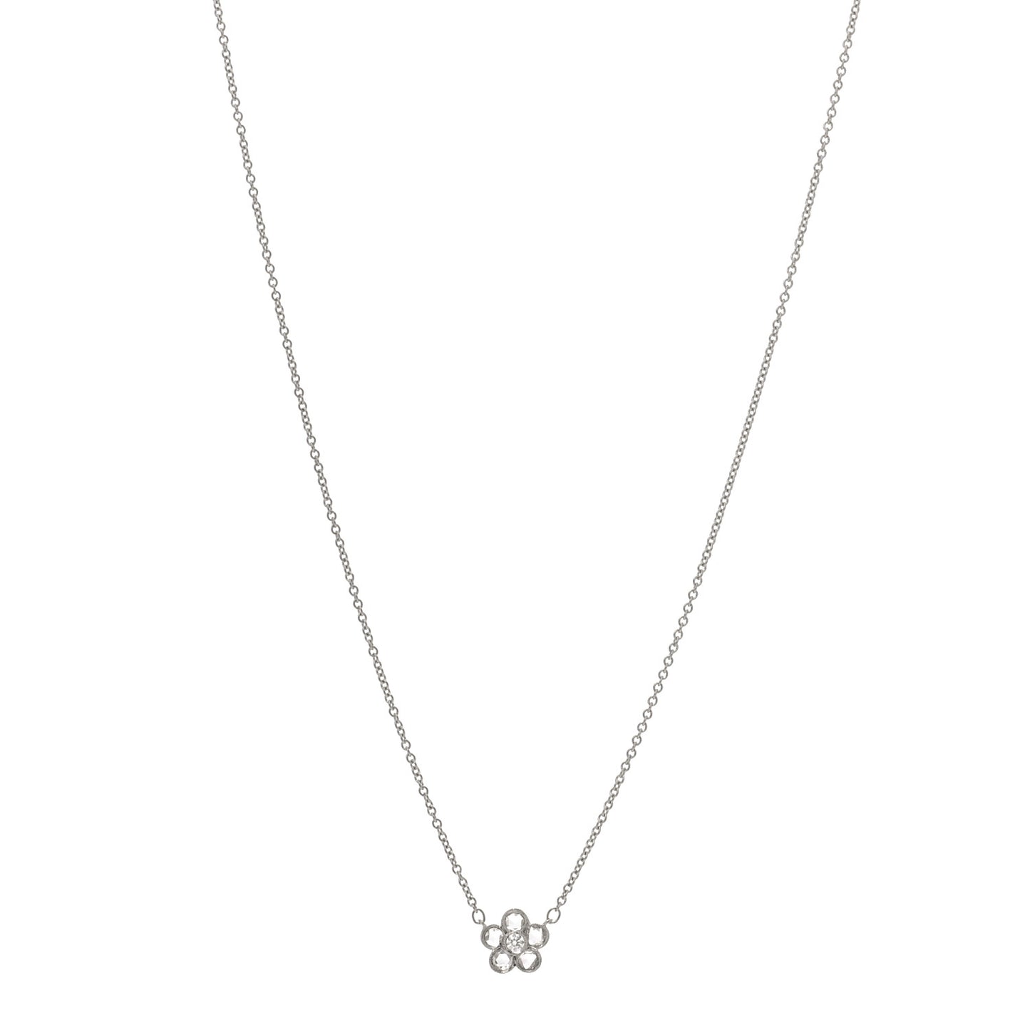 Platinum Diamond Small Enchant Flower Pendant Necklace