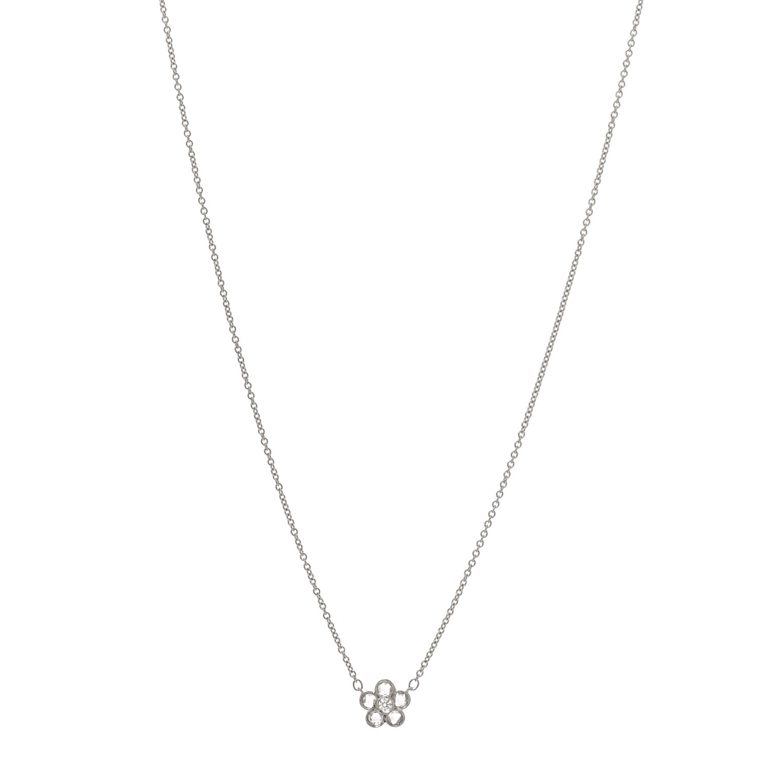 Tiffany Platinum Diamond Small Enchant Flower Pendant Necklace 1 of 5
