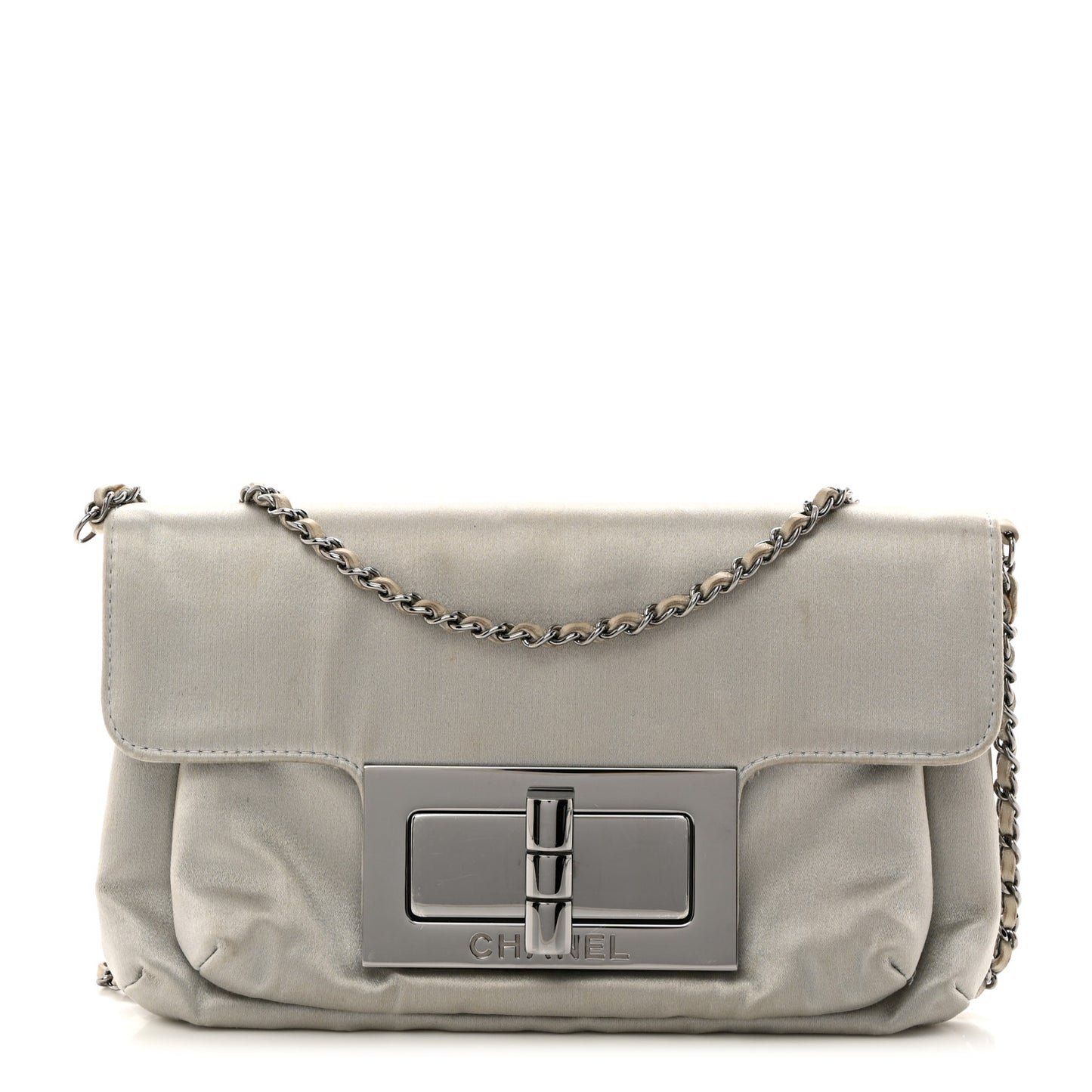 Satin Small Mademoiselle Flap Silver