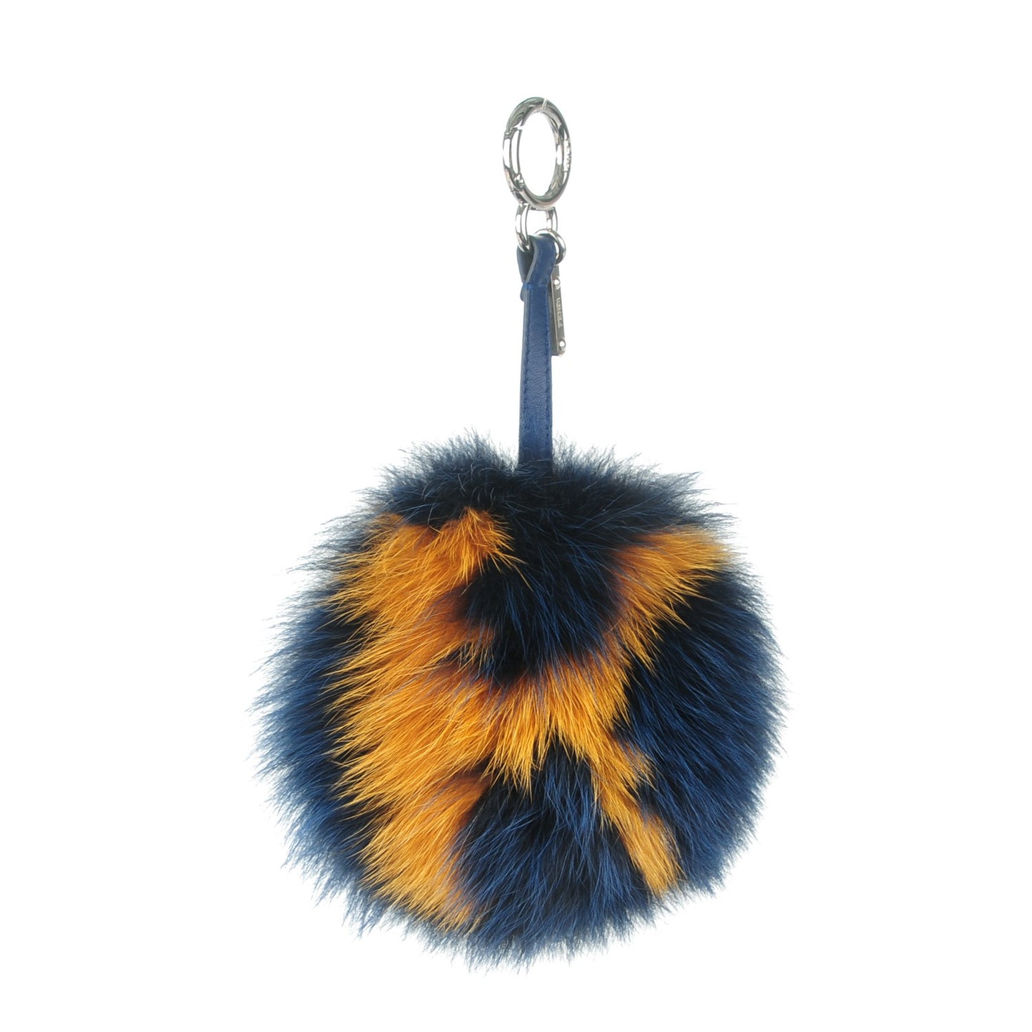 Fox Fur Shiny Nappa Bi-Color K ABCharm Bag Charm Blue Curry