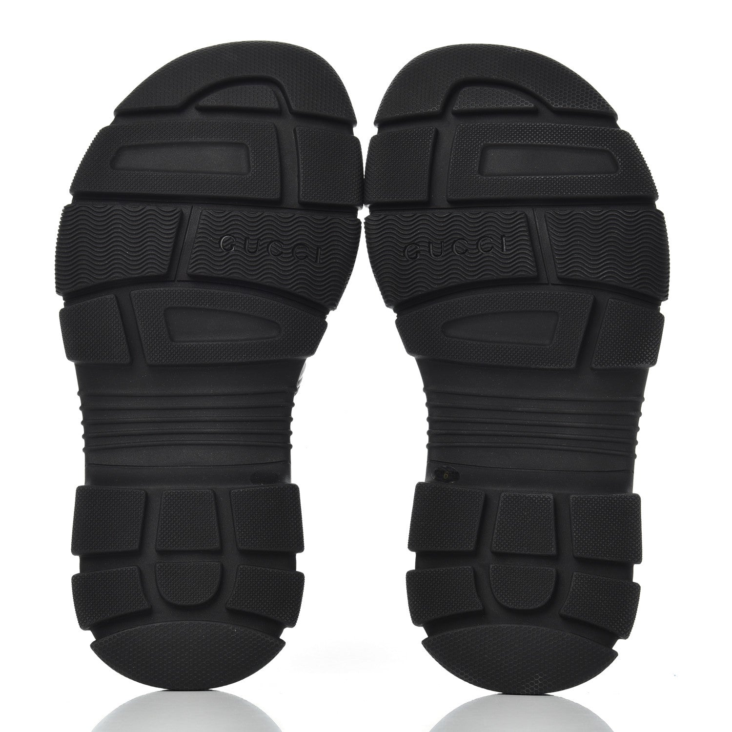 Gucci Nappa Grosgrain Logo Mens Velcro Chunky Slide Sandals 6 Black 5 of 12