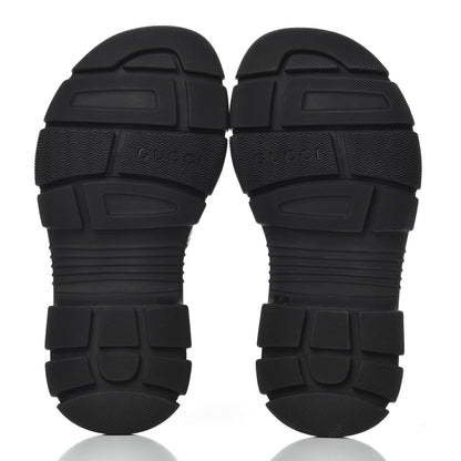 Gucci Nappa Grosgrain Logo Mens Velcro Chunky Slide Sandals 6 Black 5 of 12