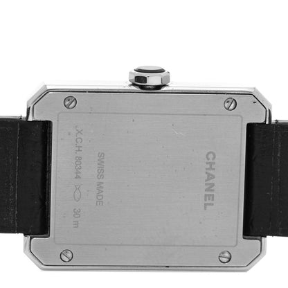 Chanel Stainless Steel Alligator Diamond Bezel 21mm Boy-Friend Quartz Watch Black 4 of 5