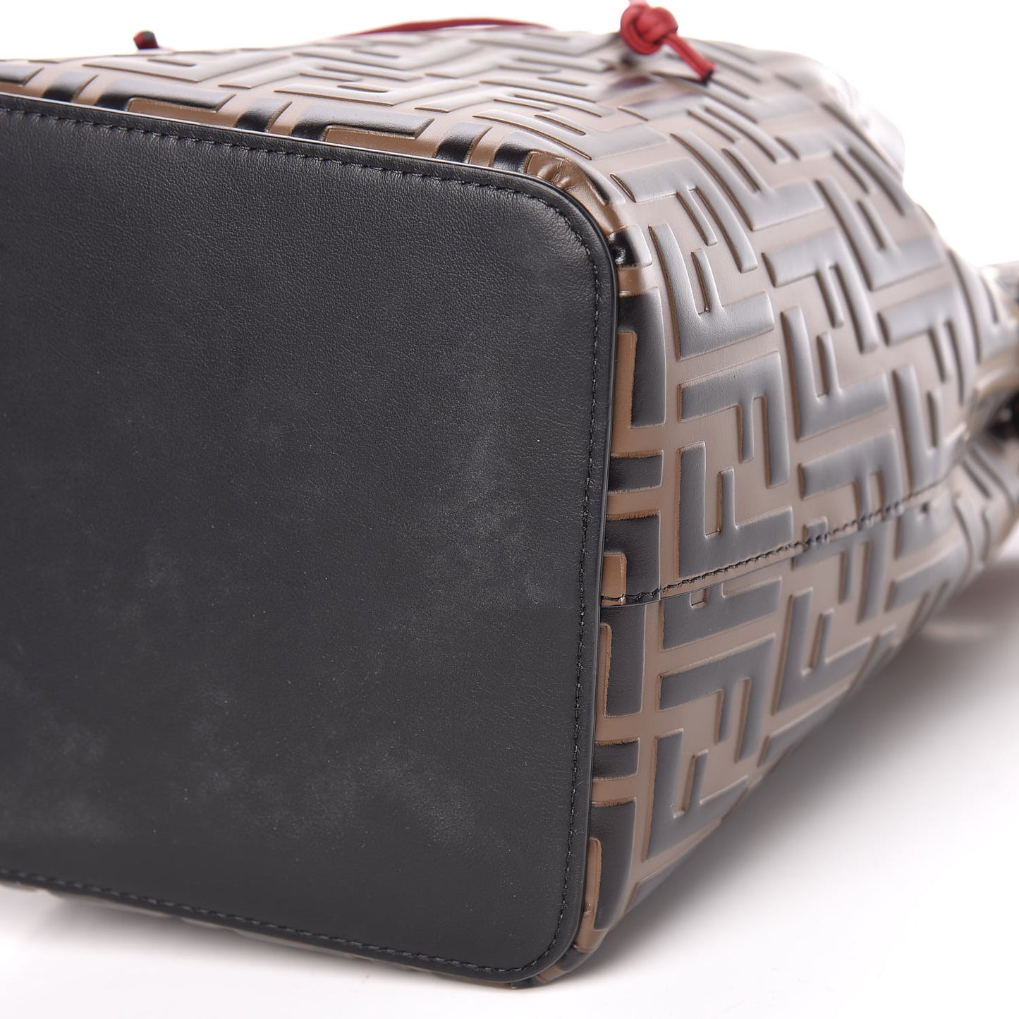 Vitello Grace F is Fendi Bi-Color FF 1974 Embossed Grande Mon Tresor Bucket Bag Maya Black Fragola