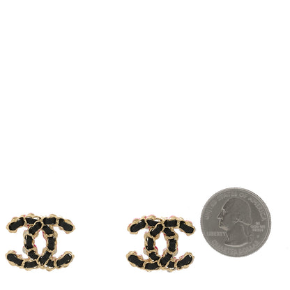Chanel Lambskin CC Chain Earrings Black Gold Pink 2 of 5