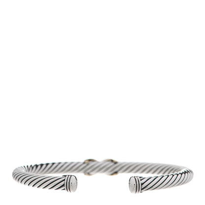 David Yurman Sterling Silver 14K Yellow Gold 5mm X Station Cable Bracelet 2 of 5